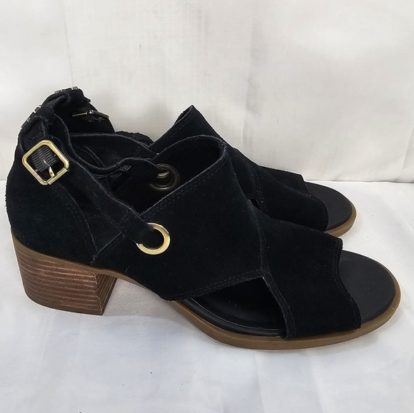Koolaburra by UGG Kaiah Black Suede Block Heel Sandals Size 8 - Picture 2 of 11